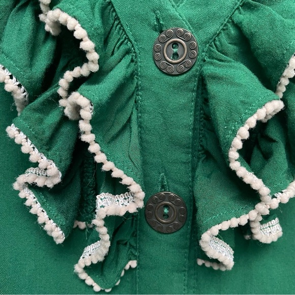 Anthropologie Odille green ruffle blouse size 14 - Picture 3 of 12
